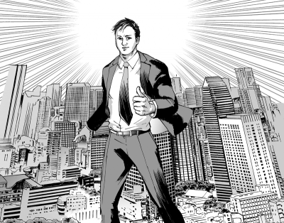 名刺用の劇画風似顔絵イラスト[画像1]