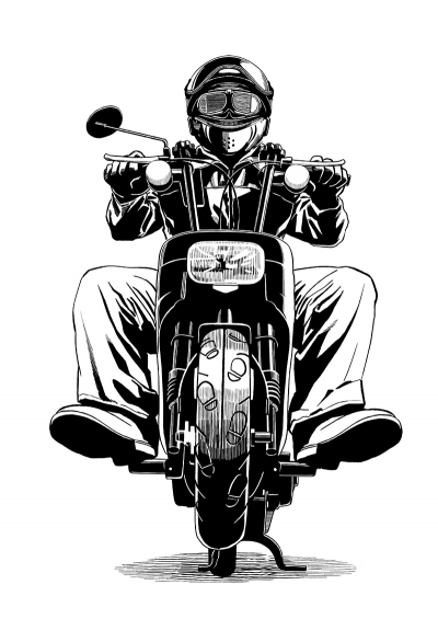 Tシャツで使用するバイクのイラスト[画像1]