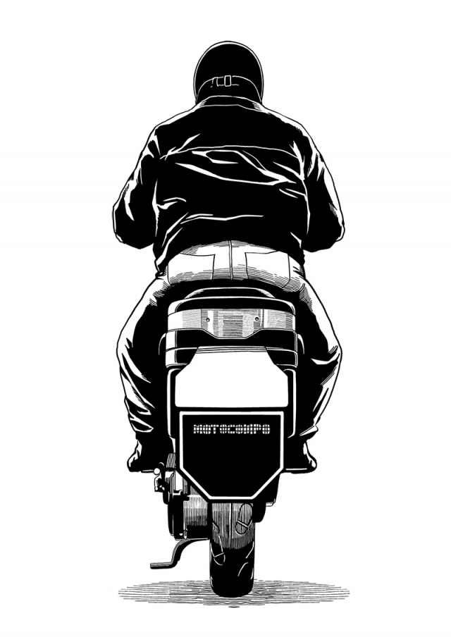 Tシャツで使用するバイクのイラスト(後ろVer.)のサムネイル画像