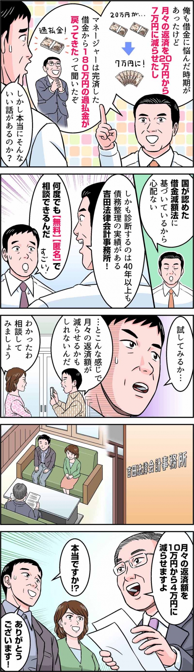 吉田法律会計事務所の借金減額シミュレーター訴求LP掲載漫画（第2弾）の画像3枚目