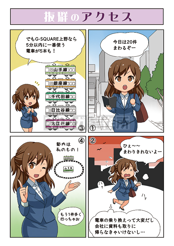 G-SQUARE上野の内覧会にて使用する物件紹介漫画の画像2枚目