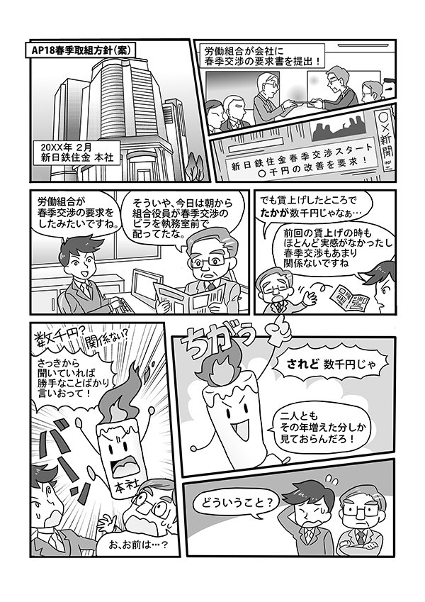 新日鐵住金本社労働組合の春闘説明漫画[画像1]